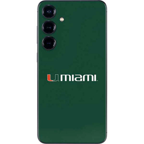 University of Miami Horizontal Mark on Green Galaxy S25 Skin